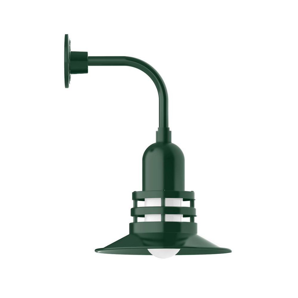 Montclair Lightworks GNT148-42 12" Atomic shade, Curved Arm wall mount, Forest Green